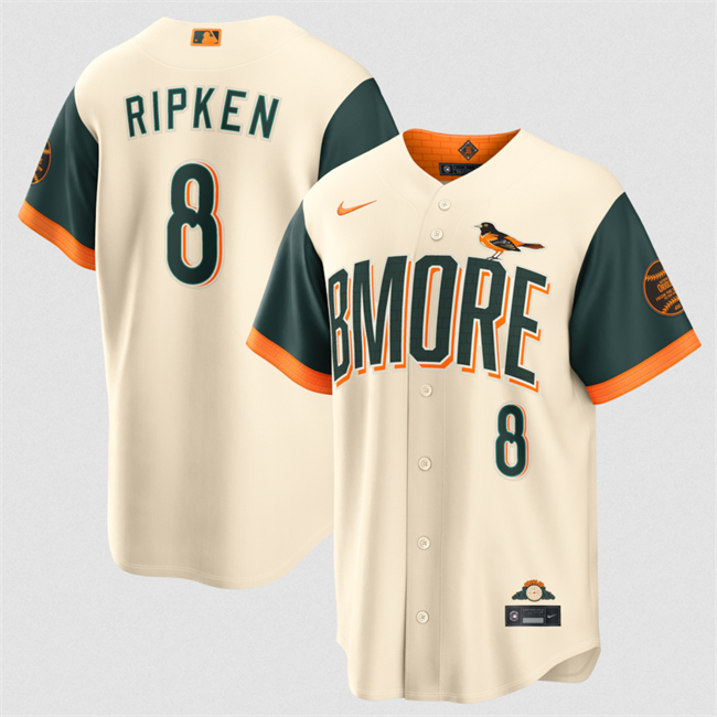 Men's Baltimore Orioles #8 Cal Ripken Jr Natural 2026 City Connect Stadium Stitched Baseball Jersey